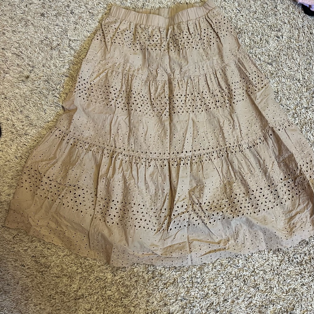 Ultra Pink Tan Eyelet A-Line Skirt